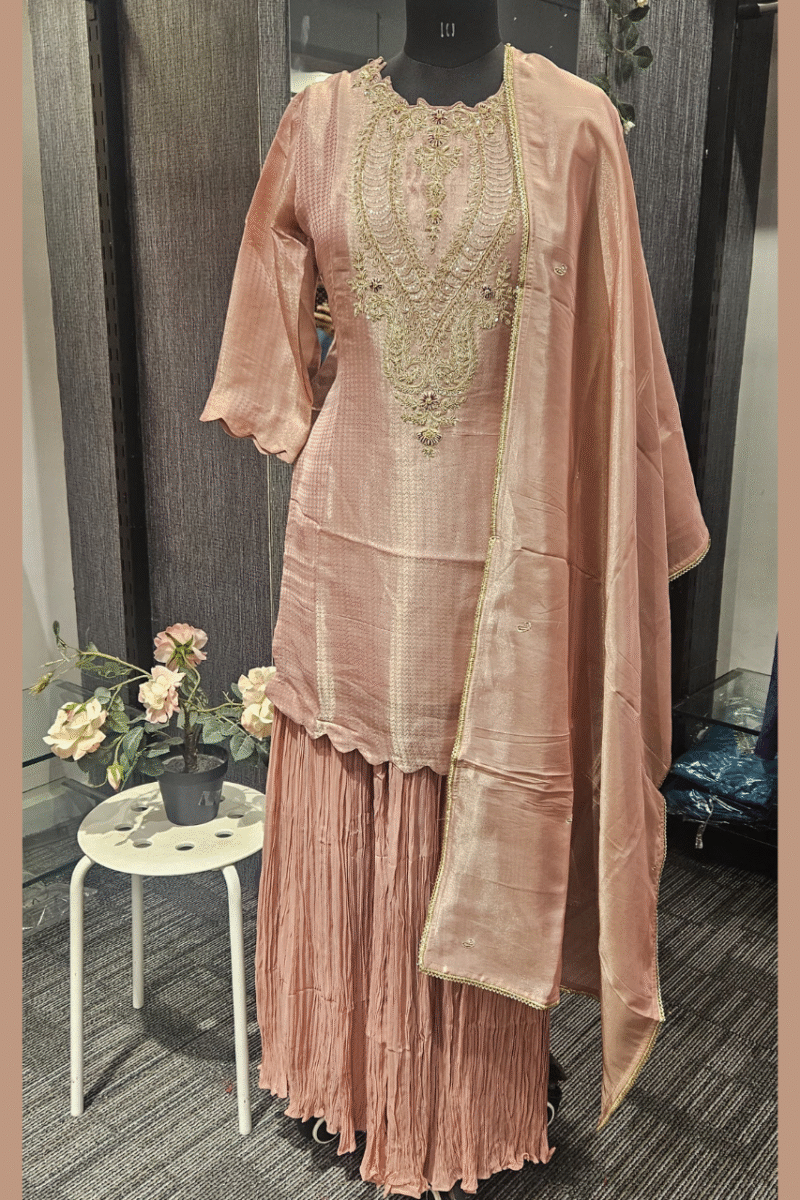 Banarasi Kurti Plazzo Set With Handwork