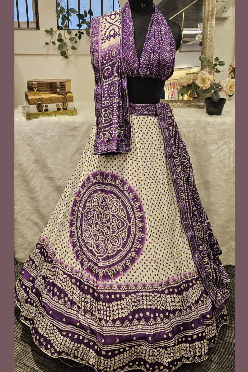Bandhej Lehenga Set With Handwork - Image 2