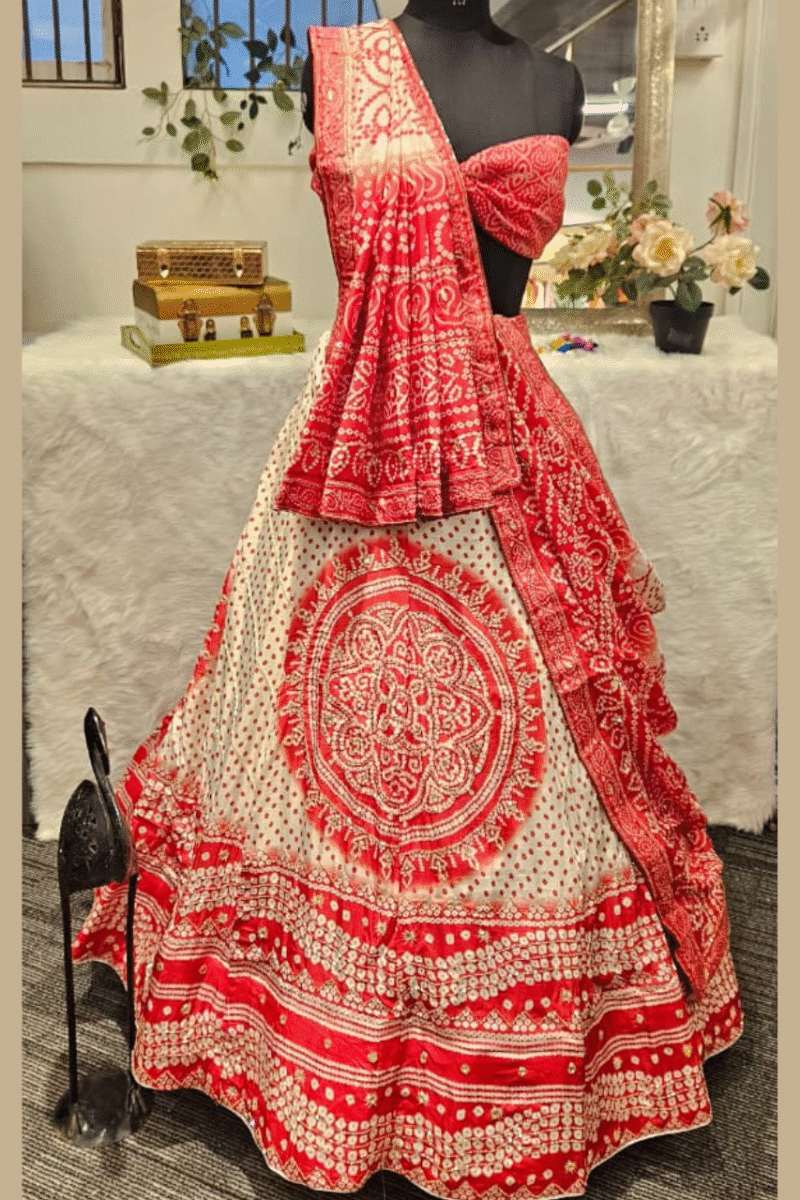 Bandhej Lehenga Set With Handwork - Image 7