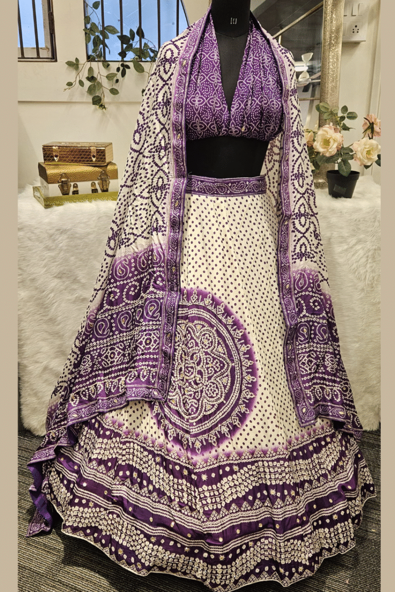 Bandhej Lehenga Set With Handwork