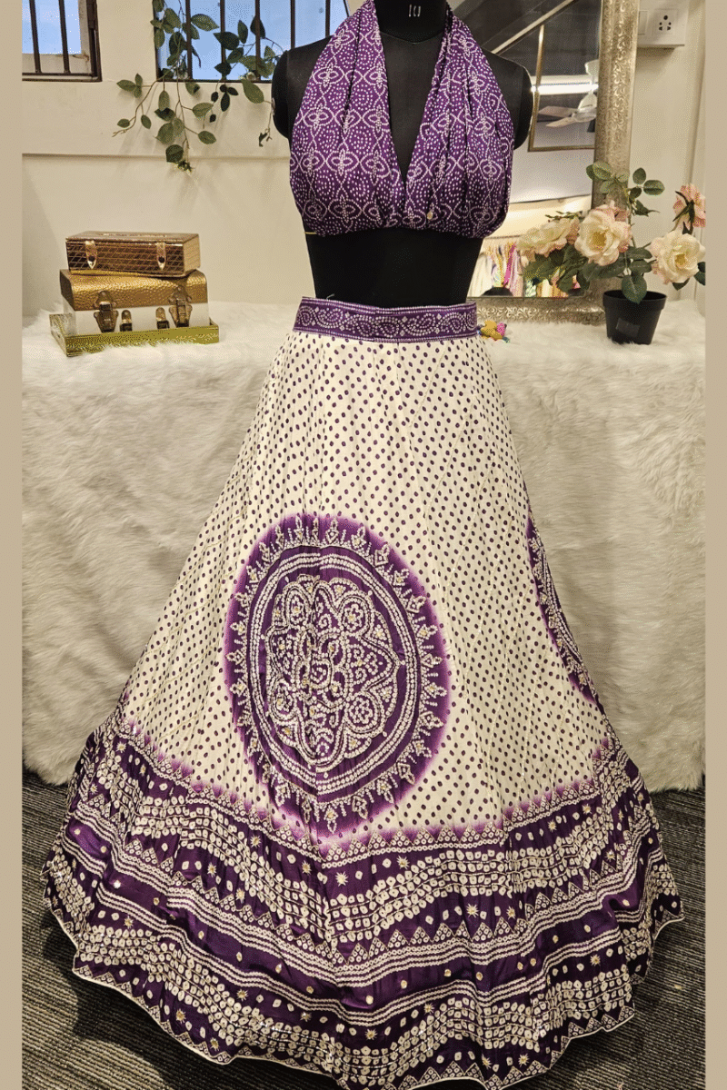 Bandhej Lehenga Set With Handwork - Image 6