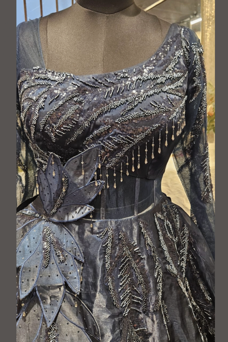 Midnight Bloom Handcrafted Gown - Image 3