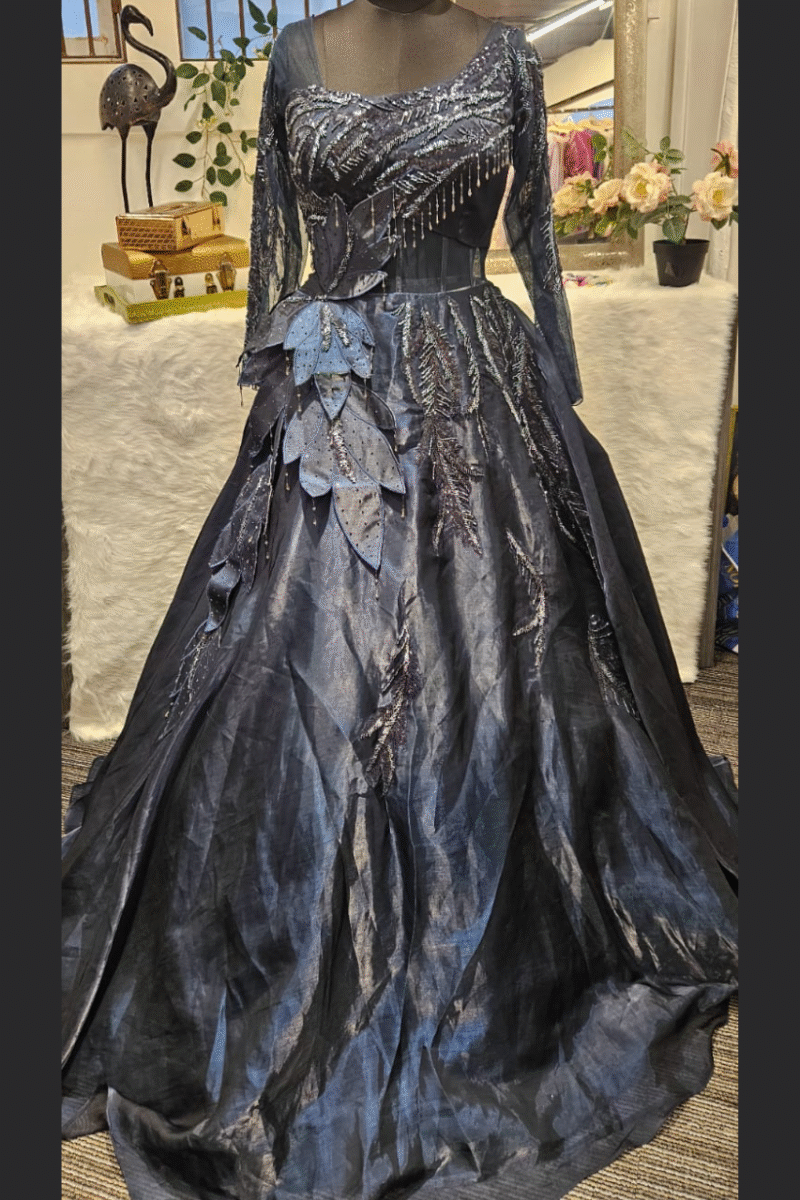 Midnight Bloom Handcrafted Gown