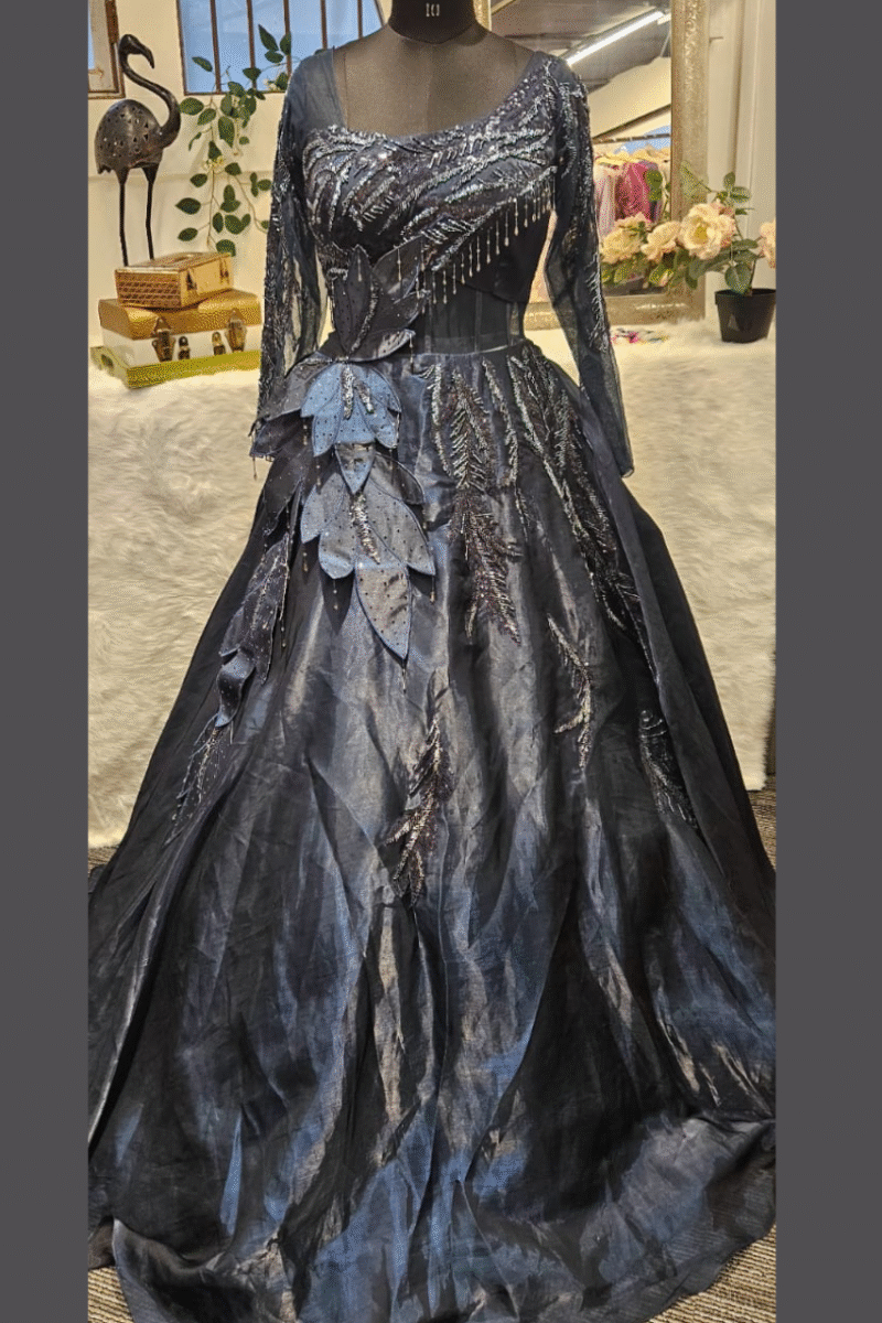 Midnight Bloom Handcrafted Gown - Image 4