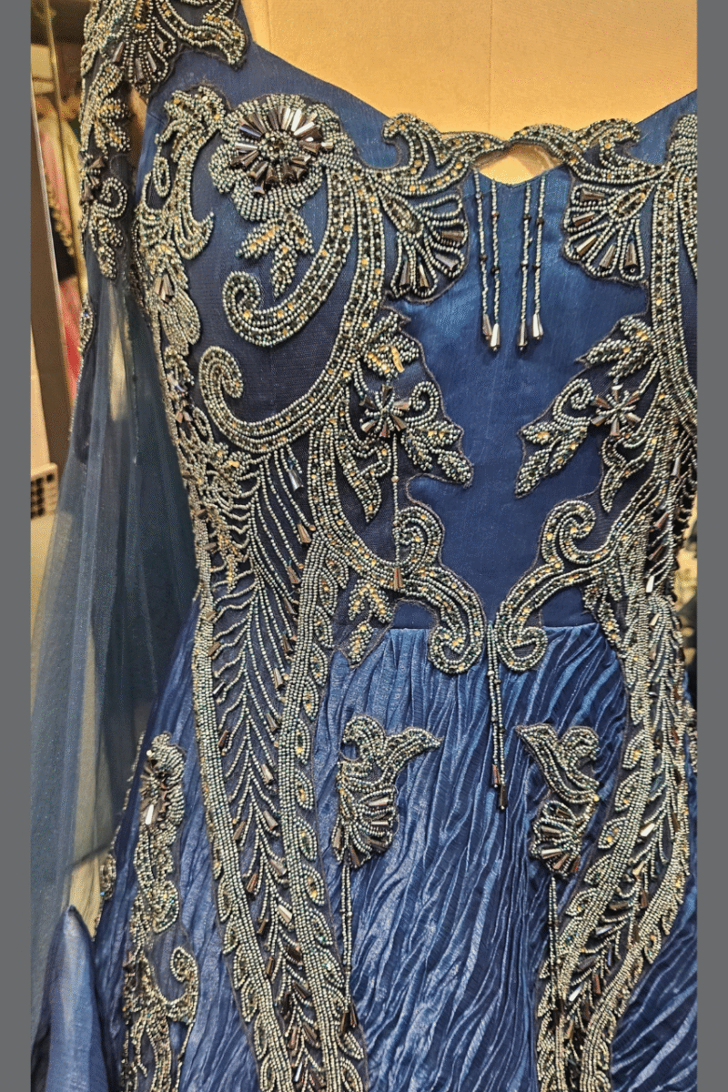 Majestic Royal Blue Handcrafted Gown - Image 2