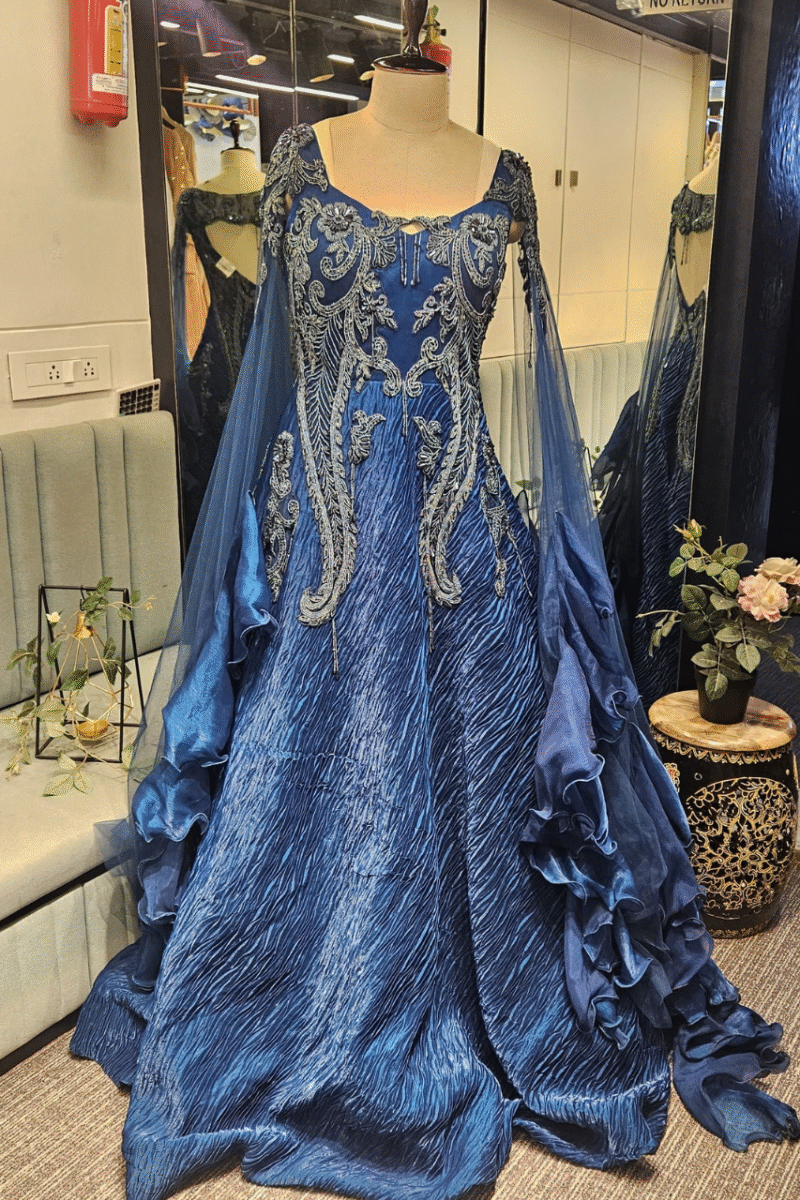 Majestic Royal Blue Handcrafted Gown