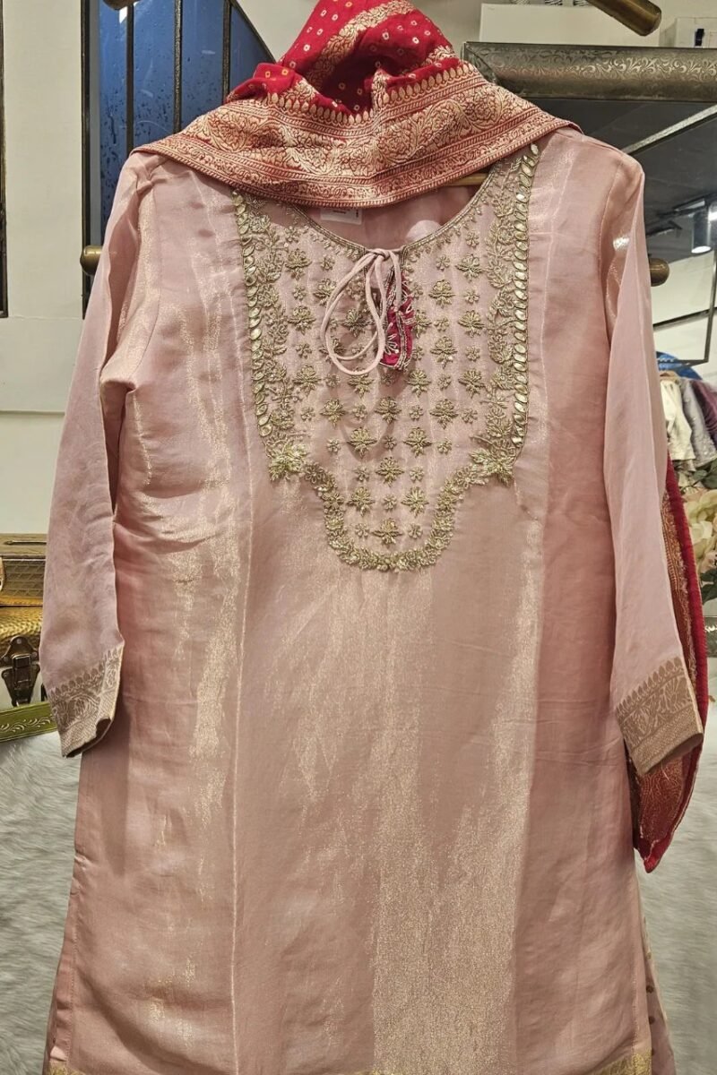 Banarasi Kurti Plazzo Set With Gotta work - Image 8