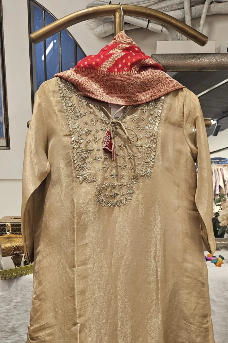 Banarasi Kurti Plazzo Set With Gotta work - Image 7