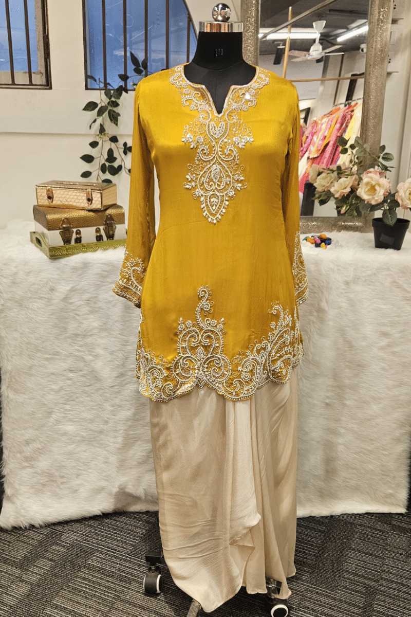 Elegant Handcrafted Drape Skirt And Kurta Set - Image 5