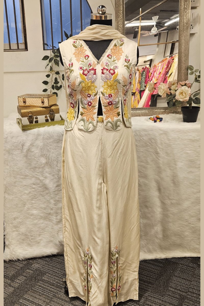 Kurta Plazzo Set With Embroidery - Image 3