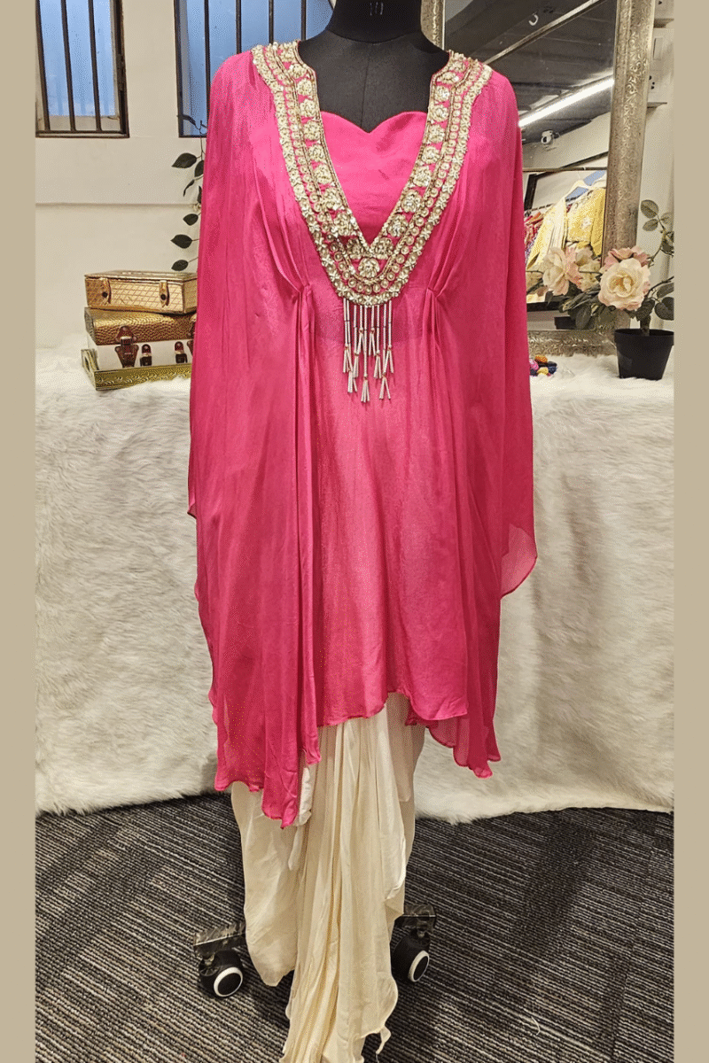 Handworked Poncho With Drape Skirt