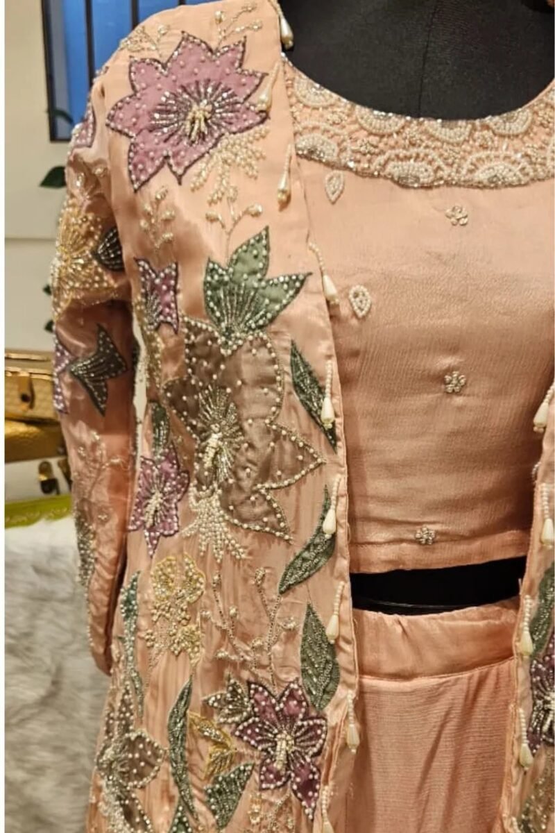 Handcrafted Jacket With Drape Skirt - Image 4