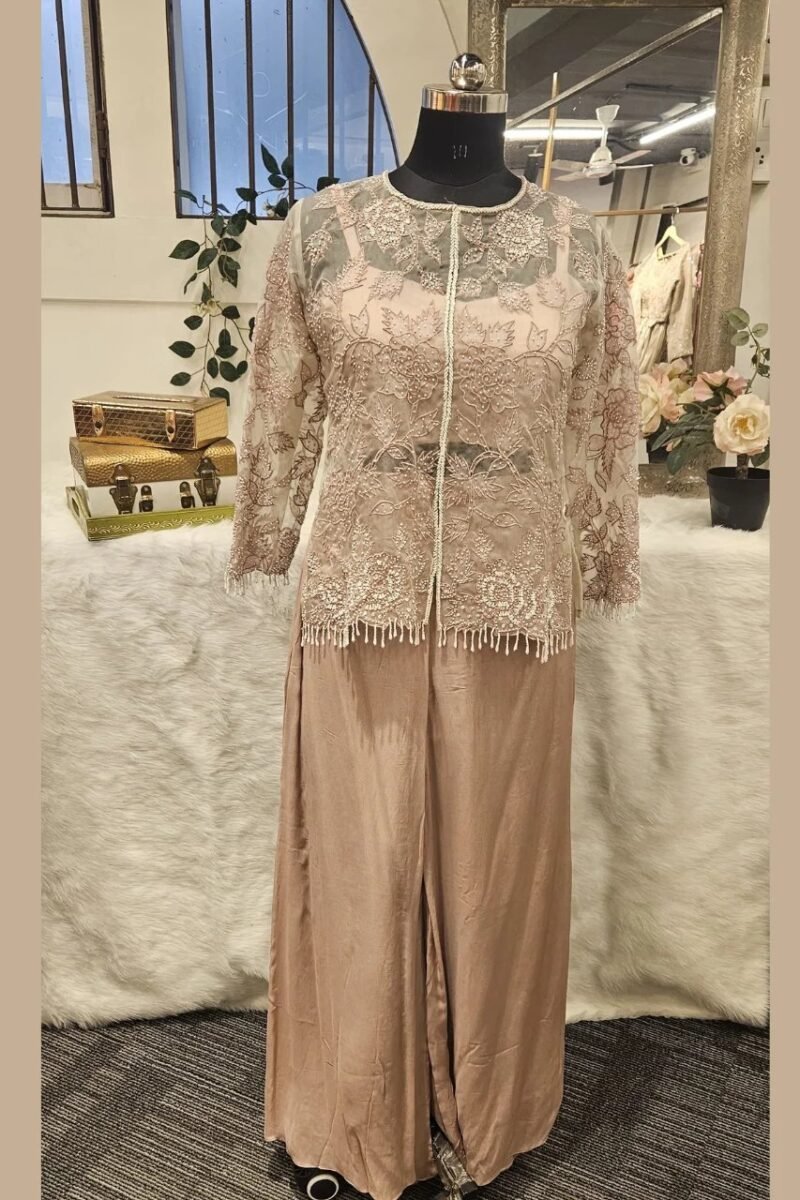 Premium Kurta Plazzo Set With Handwork