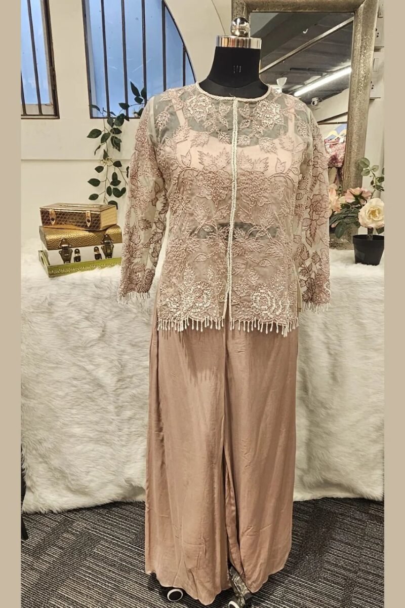 Premium Kurta Plazzo Set With Handwork - Image 3