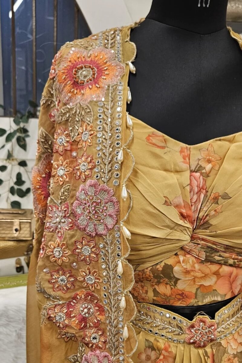 Long Cape Jacket With Drape Skirt - Image 7
