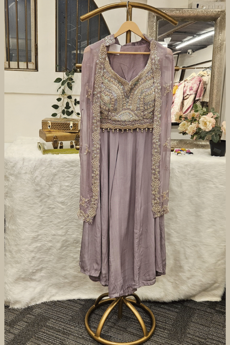 Pastel  Elegance Jacket Plazzo Set With Handwork - Image 2
