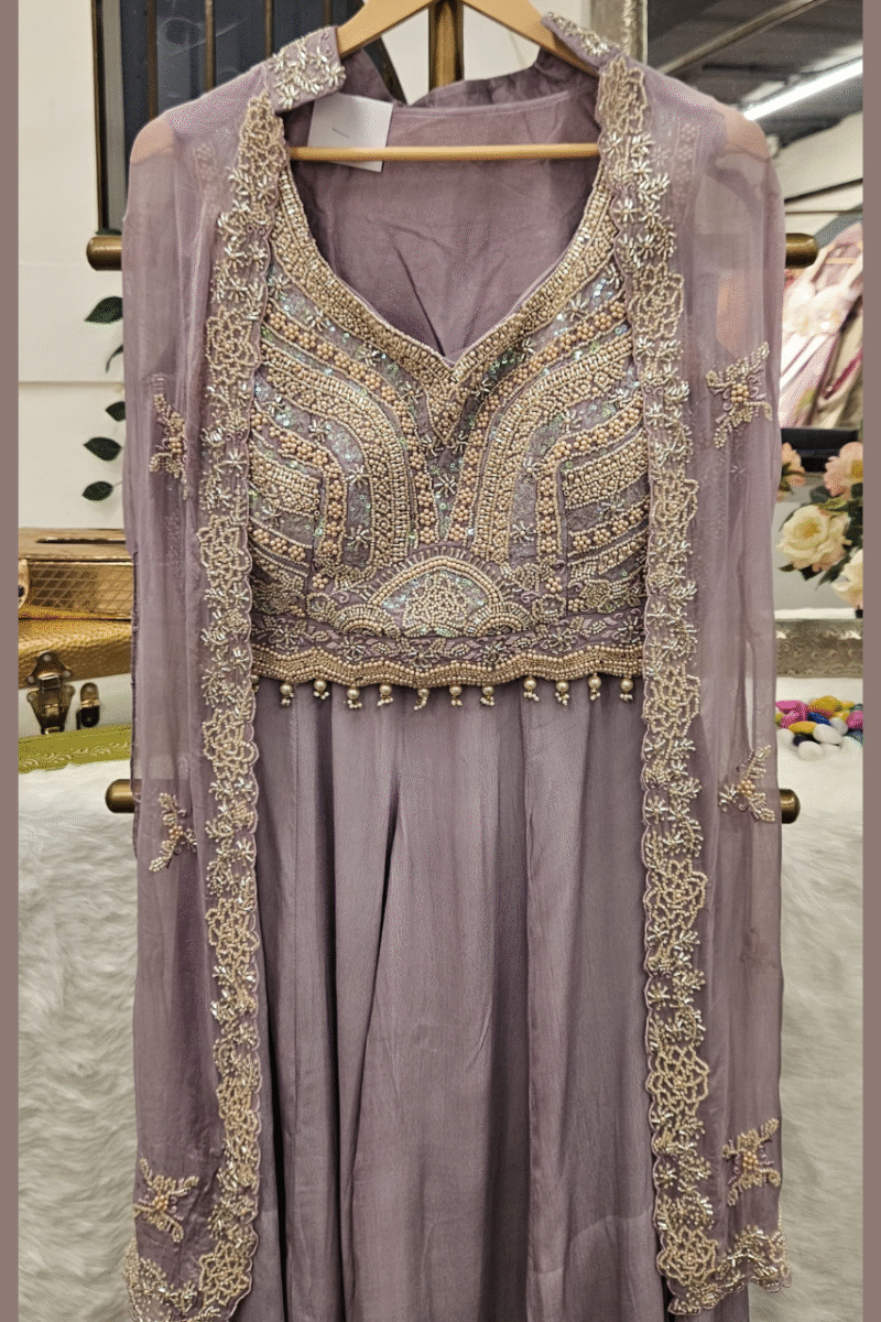 Pastel  Elegance Jacket Plazzo Set With Handwork - Image 4