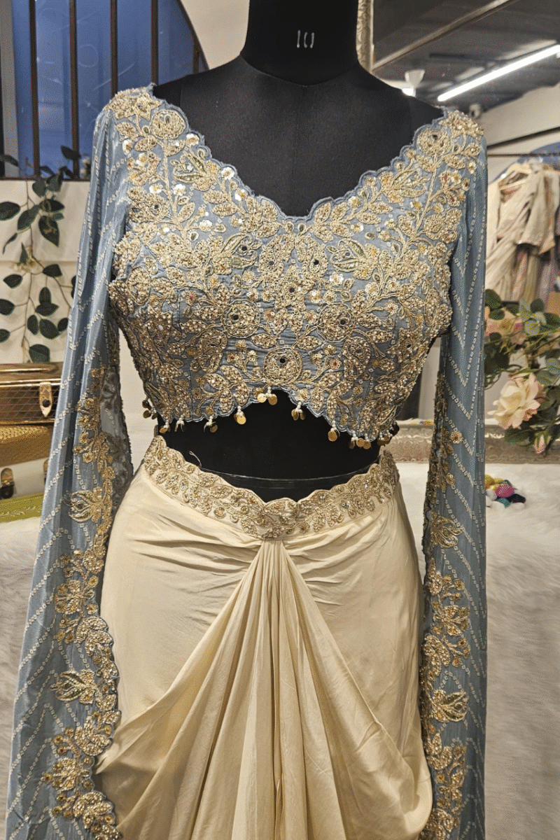 Trendy Indo-Western Ensemble With Zari Work - Image 2