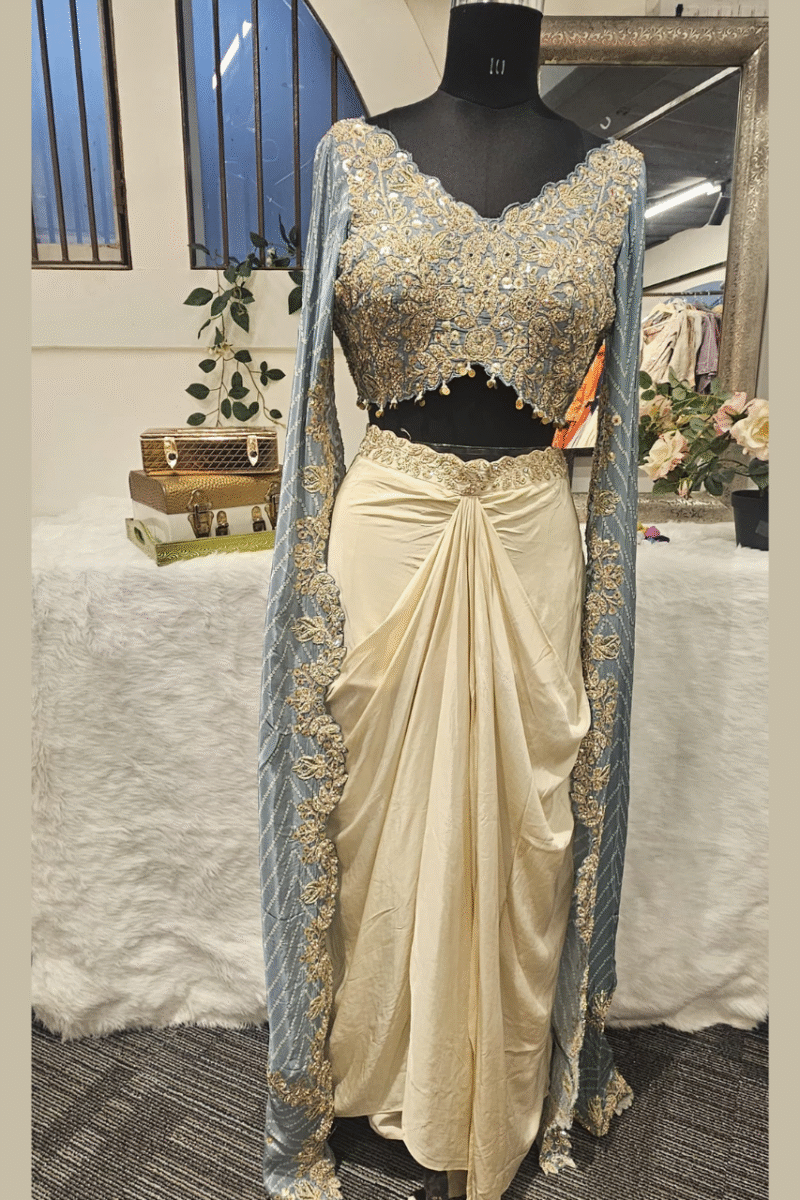 Trendy Indo-Western Ensemble With Zari Work - Image 3
