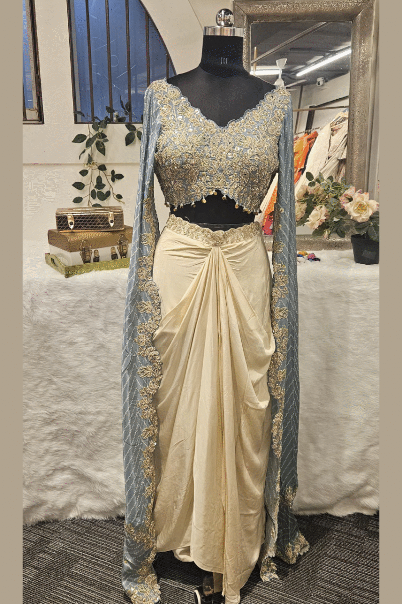 Trendy Indo-Western Ensemble With Zari Work