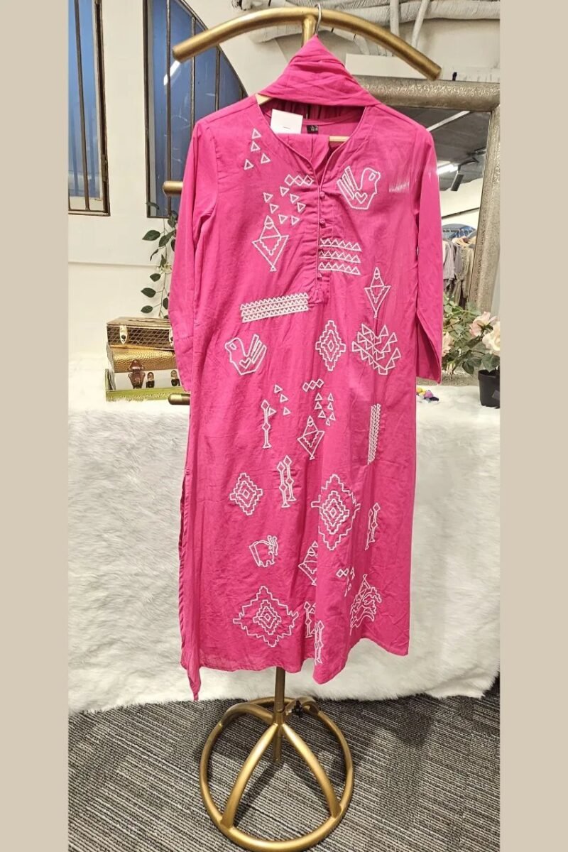 Casual Pink Cotton Kurta Set